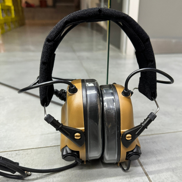 Навушники тактичні Earmor M32X MOD4, активні, з кріпленням на шолом та оголов'ям, колір Койот (коричневий) - зображення 2