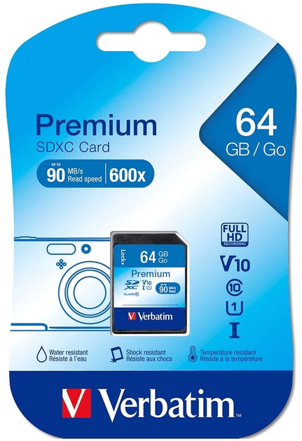 Karta pamięci Verbatim Premium SDXC 64GB Class 10 (0023942440246) - obraz 1