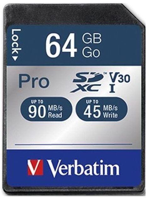 Карта пам'яті Verbatim Pro SDXC 64GB Class 3 (0023942470229) - зображення 1