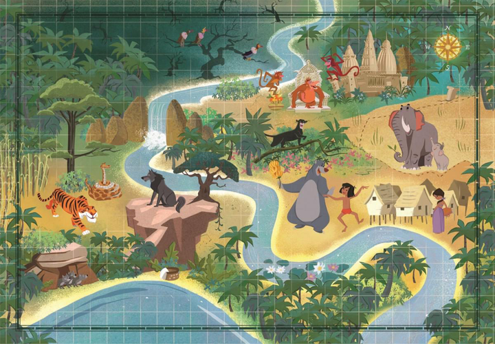 Пазл Clementoni Story Maps Пазл Disney Jungle Book + Poster 1000 елементів (8005125398133) - зображення 2