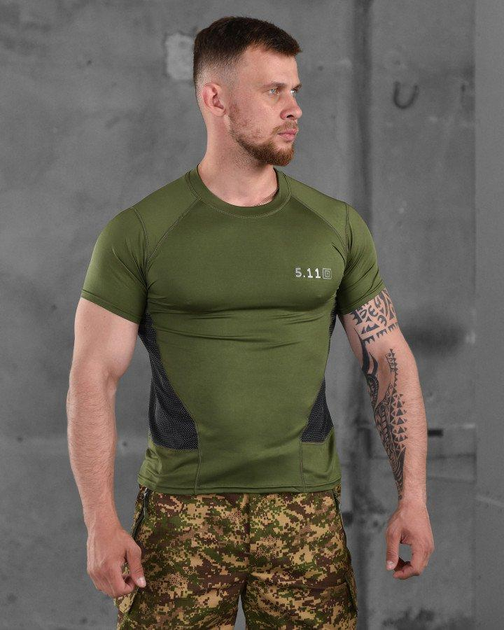 Компрессионная тактическая футболка 5.11 олива ВТ1154 2XL - изображение 1