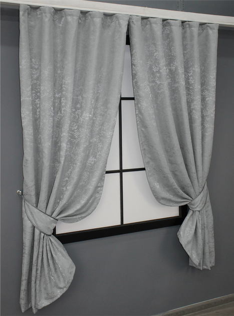 Комплект коротких штор VR-Textil Льон мармур Pavliani № 1179ш 130х170 см 2 шт Сірий (35-0067) - зображення 2