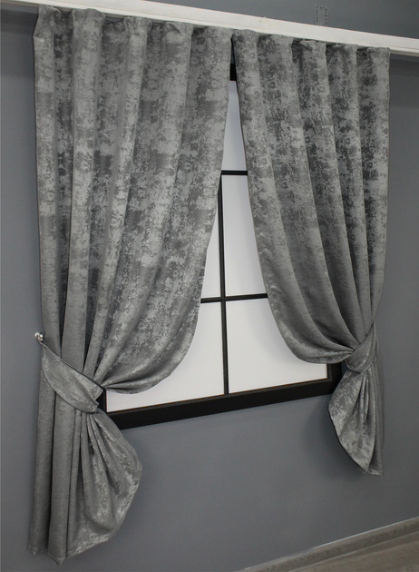 Комплект коротких штор VR-Textil Жакард Sultan YL № 1212ш 130х170 см 2 шт Сірий (35-0072) - зображення 2