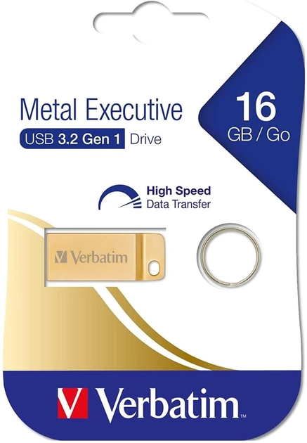 Флеш пам'ять Verbatim Metal Executive 16GB USB 3.0 Gold (0023942991045) - зображення 1