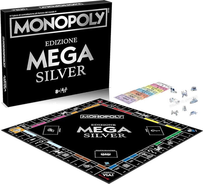 Настільна гра Winning Moves Monopoly Mega Silver (версія італійська) (5036905053570) - зображення 5