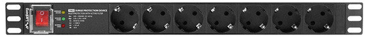 Мережевий фільтр Lanberg Rackowa 19" 1U 16A PDU PRO 7 розеток 2 м Black (PDU-PRO-07F-0200-BK) - зображення 1