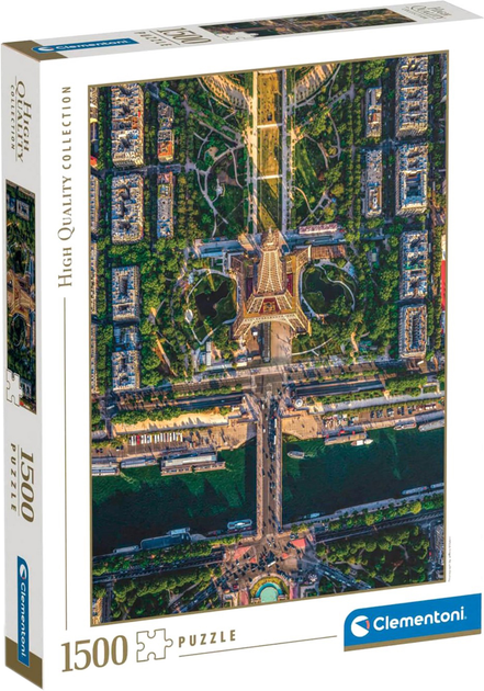 Puzzle Clementoni Flying Over Paris 59.5 x 84.5 cm 1500 elementów (8005125317080) - obraz 1