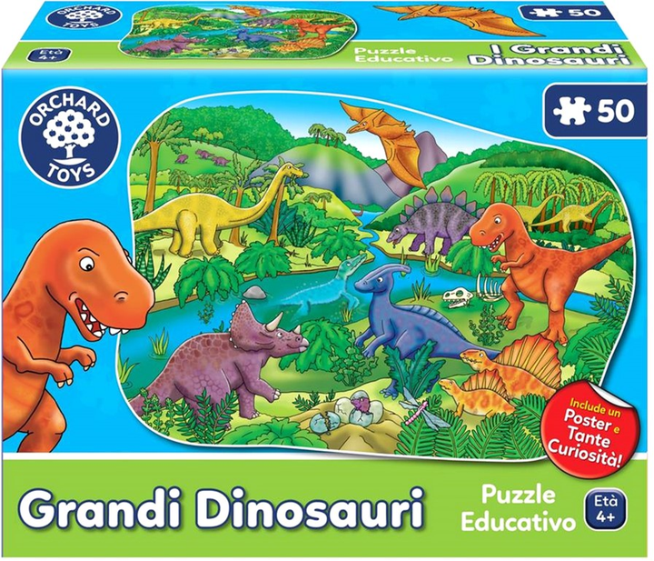 Puzzle Orchard Toys Big Dinosaurs 58 kh 40 sm 50 elementów (8054144612560) - obraz 1