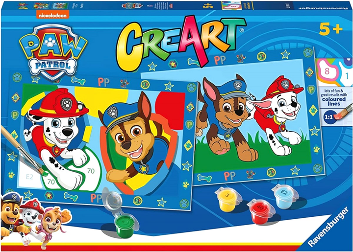 Zestaw do malowania po numerach Ravensburger CreArt Junior Paw Patrol (4005556235537) - obraz 1