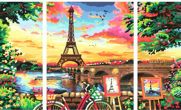 Malowanie po numerach Ravensburger CreArt Triptych Paris Reflections 80 x 50 cm (4005556201341) - obraz 2