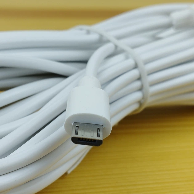 Кабель USB - microUSB 10 метров 0,7 Ампер (Шнур ЮСБ - микроЮСБ) провод белый - Фото 3 Кабель USB - microUSB 10 метров 0,7 Ампер (Шнур ЮСБ - микроЮСБ) провод белый - изображение 3