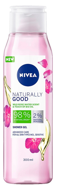 Гель для душу NIVEA Naturally Good з ароматом квітів шипшини з БІО-олією 300 мл (4005900778970) - зображення 1