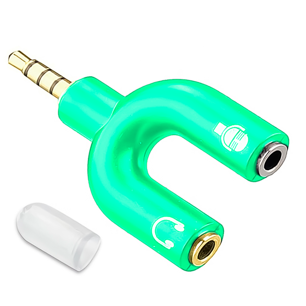 Разветвитель для наушников и микрофона Addap AJA-03, 3,5 мм Jack 3-pin на 4-pin | Аудиоадаптер, сплиттер, зеленый - изображение 2