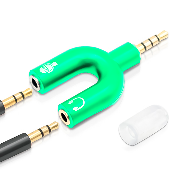 Разветвитель для наушников и микрофона Addap AJA-03, 3,5 мм Jack 3-pin на 4-pin | Аудиоадаптер, сплиттер, зеленый - изображение 4