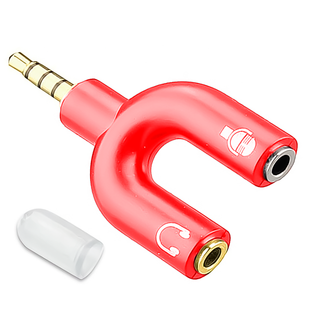 Разветвитель для наушников и микрофона Addap AJA-03, 3,5 мм Jack 3-pin на 4-pin | Аудиоадаптер, сплиттер, красный - изображение 2