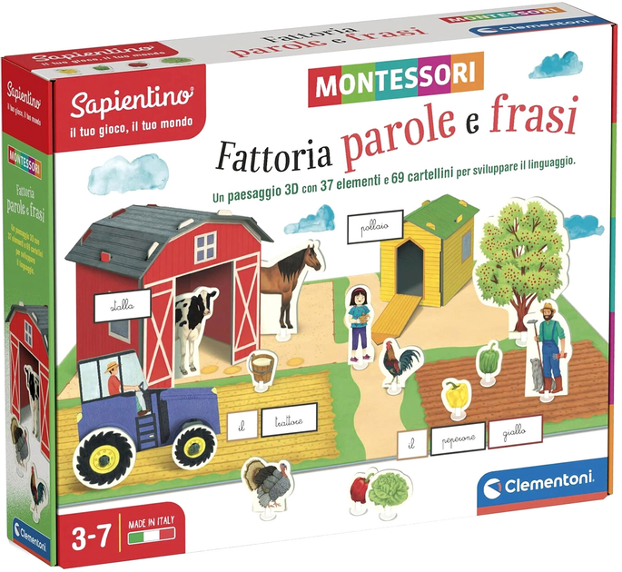 Gra planszowa Clementoni Montessori Farm Words and Phrases (8005125163694) - obraz 1