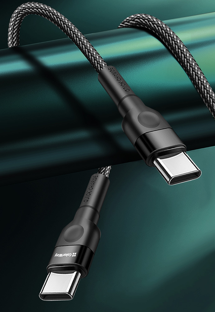 Кабель ColorWay Type-C - Type-C PD Fast Charging 60W 3.0А 1 m Black (CW-CBPDCC047-BK) - зображення 9