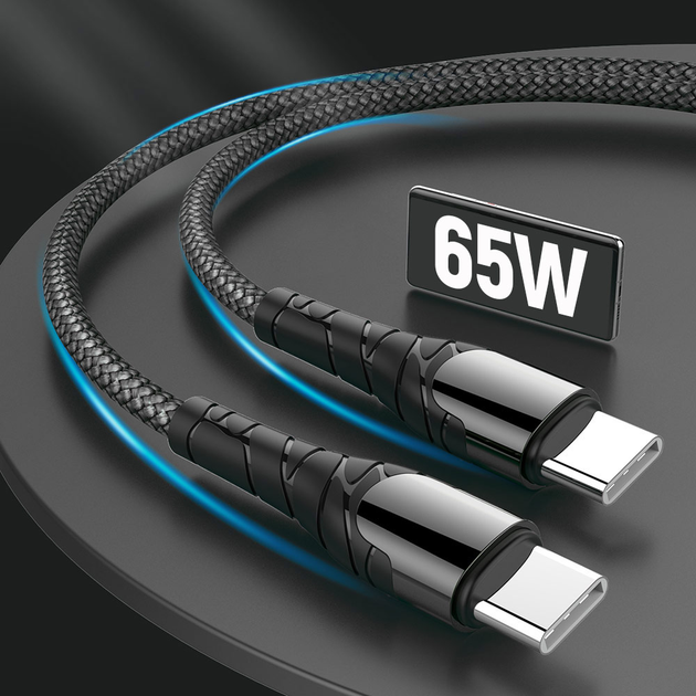 Kabel ColorWay Type-C - Type-C PD Fast Charging 65W 3.0A 2 m Grey (CW-CBPDCC039-GR) - obraz 6