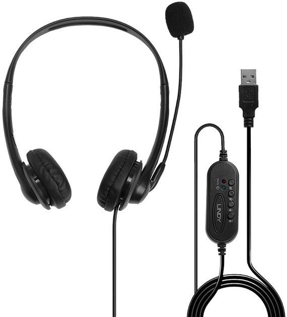 Навушники Lindy 42870 USB-A Black (4002888428705) - зображення 4