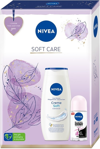 Zestaw dla kobiet Nivea Soft Care Żel pod prysznic 250 ml + Antyperspirant w kulce 50 ml (9005800361123) - obraz 1