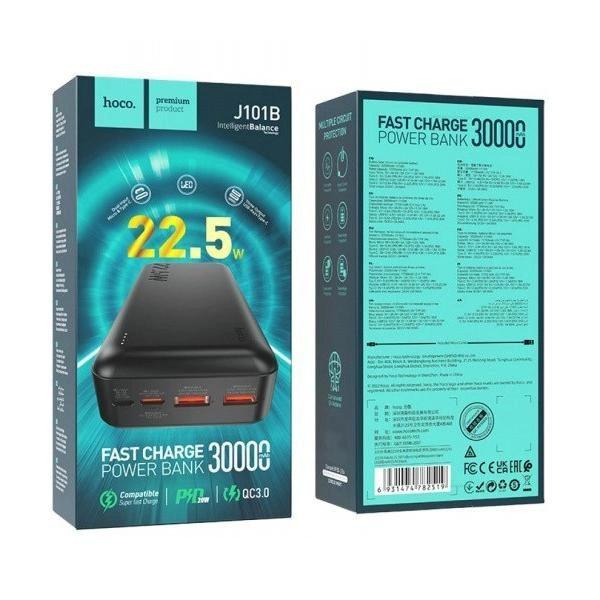 УМБ HOCO J101B Astute PD20W+QC3.0 30000 mAh Black - зображення 2