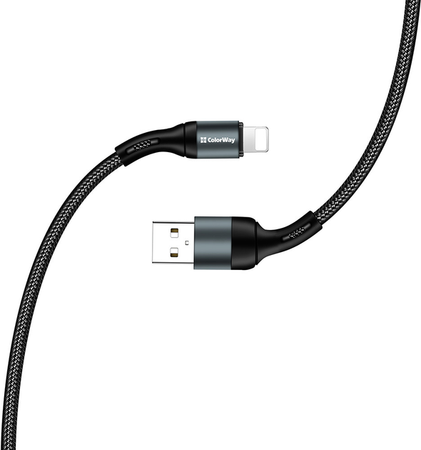 Кабель ColorWay USB - Apple Lightning 2.4A 1 m Black (CW-CBUL045-BK) - зображення 6