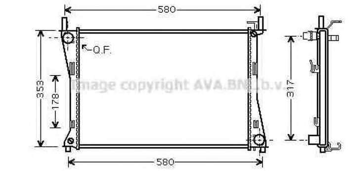 FDA2325 AVA Радіатор охолодження двигуна FIESTA5/FUSION 14/6 MT 02 (Ava) Ava (FDA2325) - зображення 1