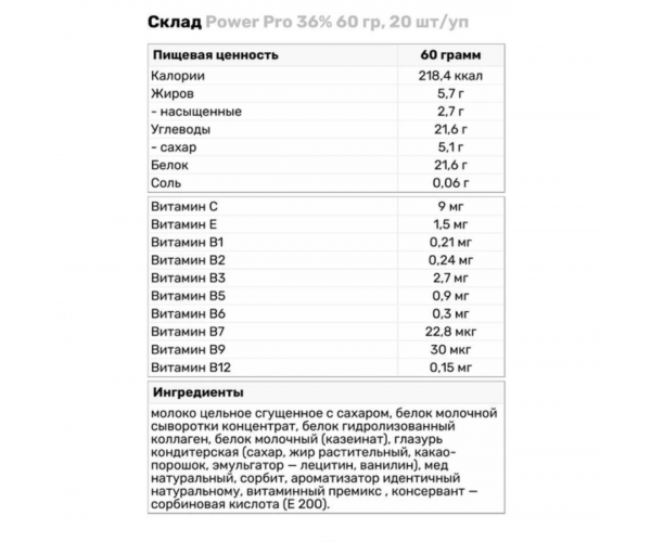 Блок Протеиновых батончиков Power Pro 36%, 20шт по 60 грамм Пломбирини(453666346) - изображение 2