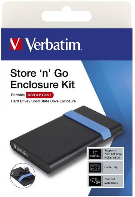 Kieszeń zewnętrzna Verbatim Store 'n' Go SATA 2.5" USB 3.2 Black (0023942531067) - obraz 5