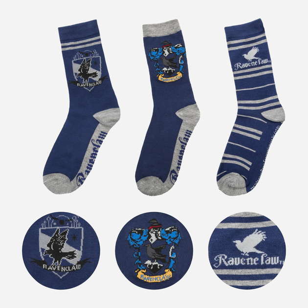 Набір дитячих шкарпеток 3 пари Distrineo Harry Potter - Ravenclaw socks One size Синій (4895205602724) - зображення 1