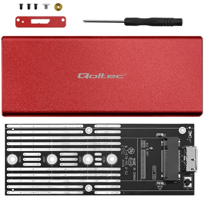 Kieszeń zewnętrzna Qoltec M.2 SSD SATA USB 3.0 2TB Red (5901878518312) - obraz 4
