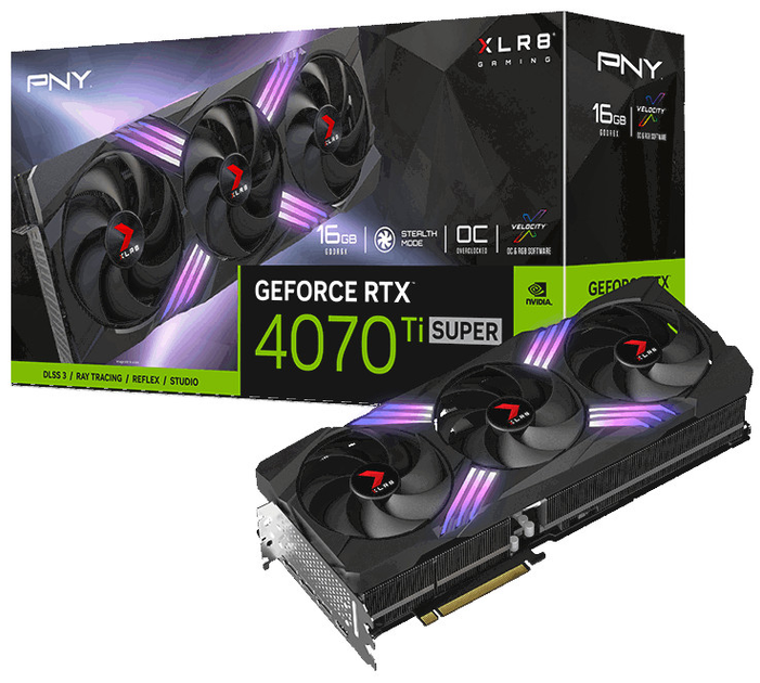 Відеокарта PNY PCI-Ex GeForce RTX 4070 Ti Super XLR8 Gaming VERTO EPIC-X RGB OC 16GB GDDR6X (256bit) (1 x HDMI, 3 x DisplayPort) (VCG4070TS16TFXXPB1-O) - зображення 9