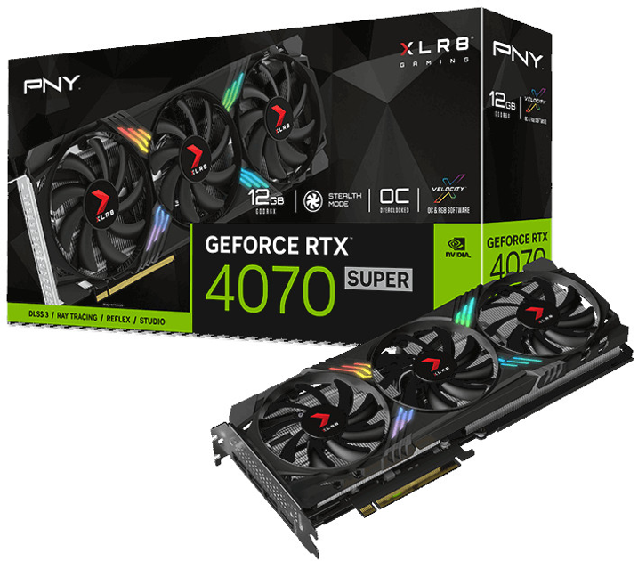 Відеокарта PNY PCI-Ex GeForce RTX 4070 Super XLR8 Gaming VERTO EPIC-X RGB OC 12GB GDDR6X (192bit) (1 x HDMI, 3 x DisplayPort) (VCG4070S12TFXXPB1-O) - зображення 9