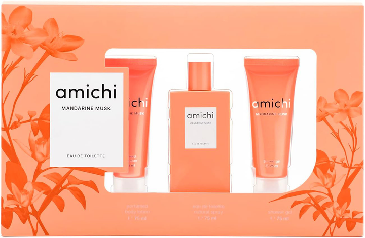 Zestaw damski Amichi Mandarine Musk Woda toaletowa 75 ml + Żel pod prysznic 75 ml + Lotion do ciała 75 ml (8414135018731) - obraz 1