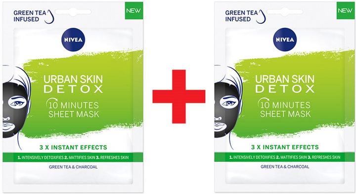 Упаковка черных тканевых масок NIVEA Urban Skin Detox 2 шт (4003900620724) - изображение 1
