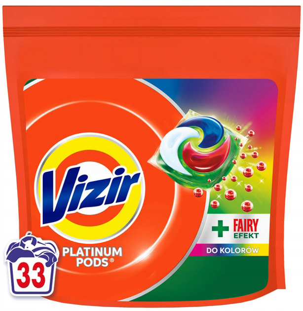 Капсули для прання Vizir Platinum PODS Color + Fairy Effect 33 шт (8700216200127) - зображення 1