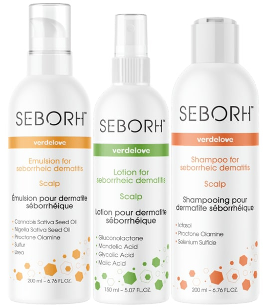 Zestaw Seborh na łojotokowe zapalenie skóry szampon 200 ml + emulsja 200 ml + płyn do skóry głowy 150 ml (5903689118491) - obraz 1