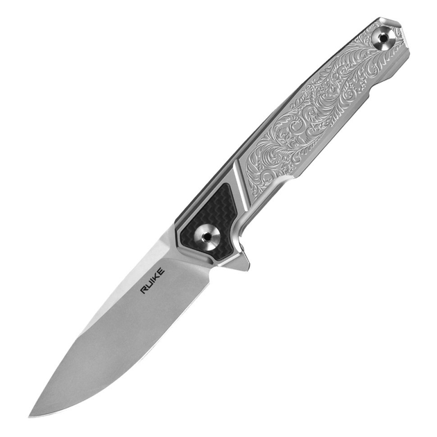 Нож складной карманный, универсальный с фиксацией Frame lock Ruike P875-SZ Silver 208 мм - изображение 1
