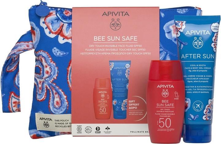 Набір Apivita Bee Sun Safe Dry Touch Invisible Сонцезахисний крем для обличчя SPF 50 50 мл + Крем-гель для засмаги 100 мл (5201279099480) - зображення 1