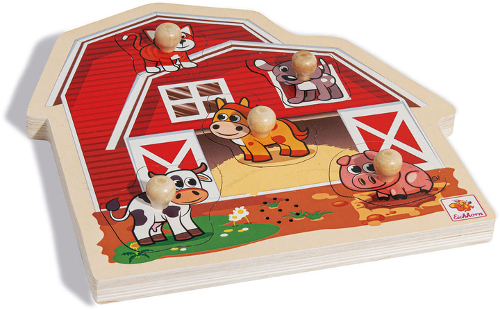 Puzzle drewniane Simba Farm ze dźwiękiem 25 x 25 cm 6 elementów (4003046004632) - obraz 2