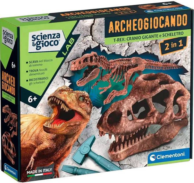Zestaw do eksperymentów naukowych Clementoni Science & Play Archaeogaming T-Rex 2 in 1 (8005125193240) - obraz 1