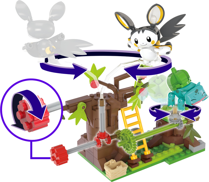 Klocki konstrukcyjne Mega Pokemon Zaczarowany las Emolgi i Bulbasaura 194 elementy (0194735190751) - obraz 4