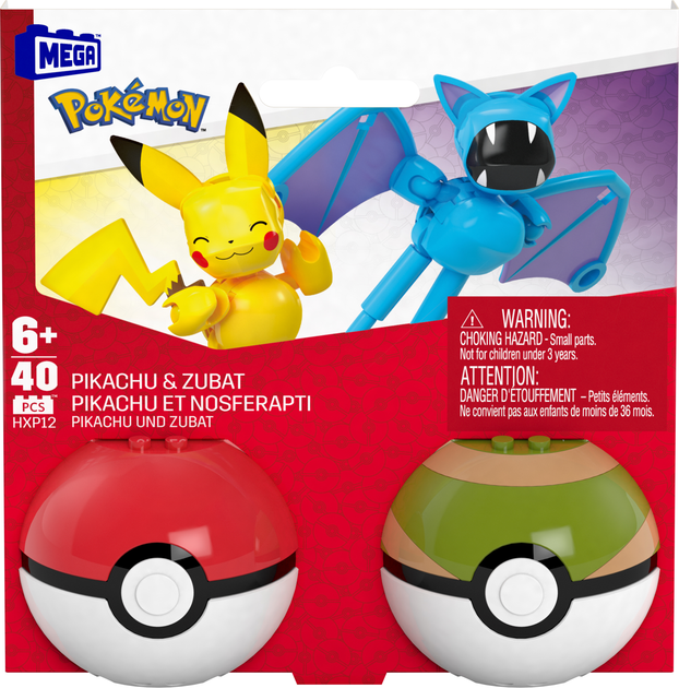 Конструктор Mega Pokemon Покебол Пікачу та Зубат 40 деталей (0194735235735) - зображення 6