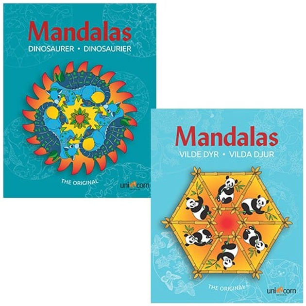 Розмальовка Mandalas Дикі тварини та динозаври розмальовки 2 шт (5713516000475) - зображення 1
