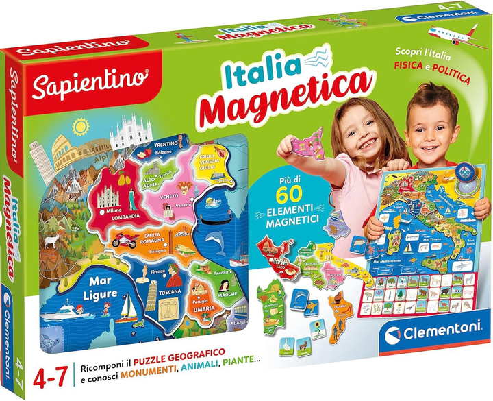 Puzzle magnetyczne Clementoni Sapientino Magnetic Italy 60 elementów (8005125167517) - obraz 1