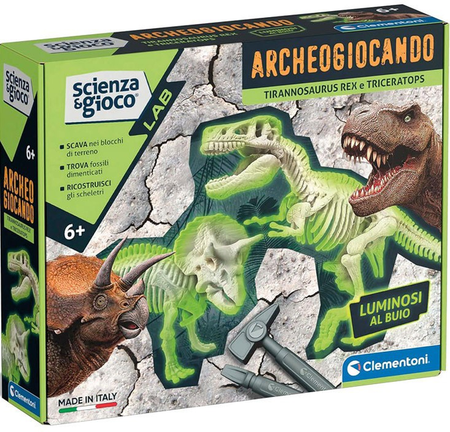Набір для наукових експериментів Clementoni Science & Play Archaeogaming T-Rex & Triceratops (8005125193455) - зображення 1