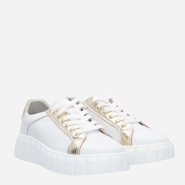 Sneakersy damskie skórzane Venezia F3033 38 25 cm Biały/Złoty (5906140415849) - obraz 4