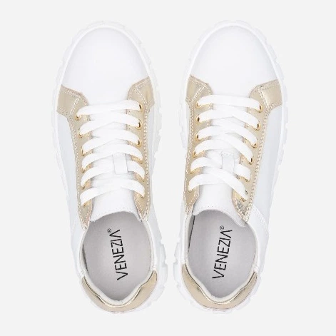 Sneakersy damskie skórzane Venezia F3033 38 25 cm Biały/Złoty (5906140415849) - obraz 5