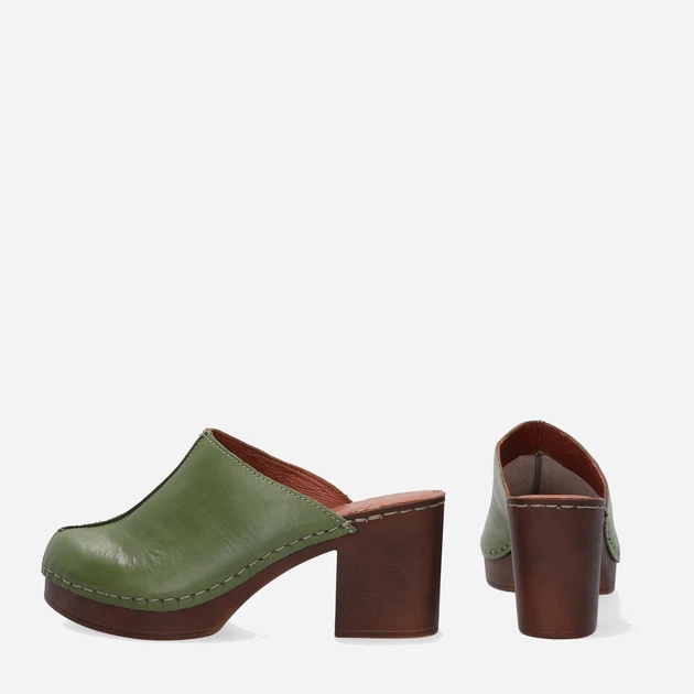 Chodaki damskie na obcasie skórzane Venezia 1143624 ALF 38 25 cm Zielone (5906140400364) - obraz 3