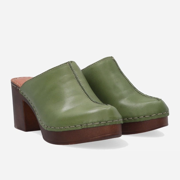 Chodaki damskie na obcasie skórzane Venezia 1143624 ALF 38 25 cm Zielone (5906140400364) - obraz 4